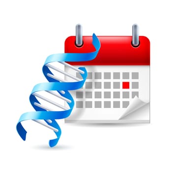 Blue DNA chain and calendar with marked day