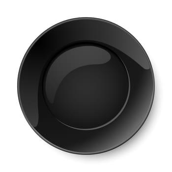 Illustration of empty round black plate isolated on white background