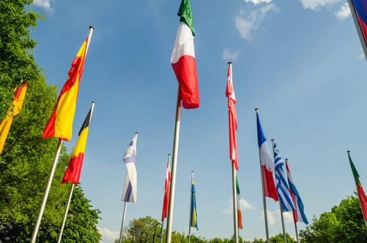Flags of the world,sea of flags of different nations and organization
