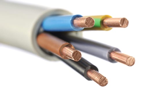 Macro detail of a stripped power cable