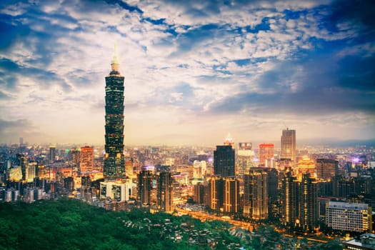Skyline of Xinyi District in Taipei