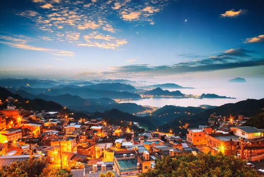 The seaside mountain town scenery in Jiufen, Taiwan