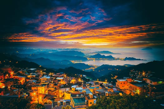 The seaside mountain town scenery in Jiufen, Taiwan