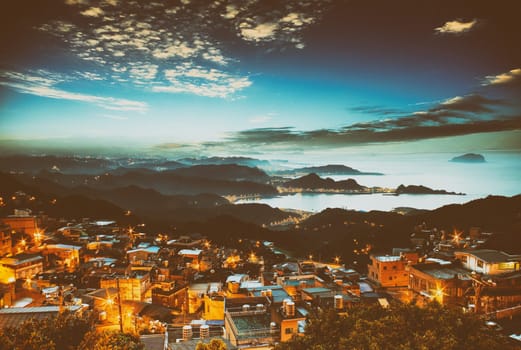 The seaside mountain town scenery in Jiufen, Taiwan