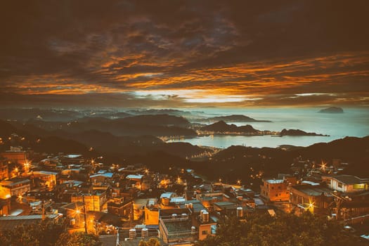 The seaside mountain town scenery in Jiufen, Taiwan