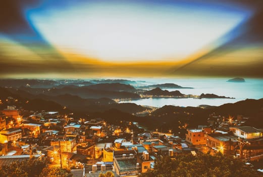 The seaside mountain town scenery in Jiufen, Taiwan