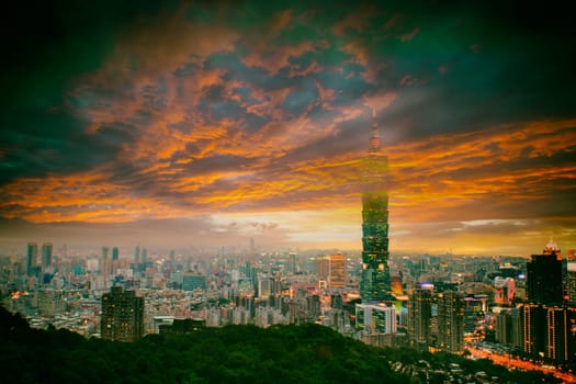 Skyline of Xinyi District in Taipei