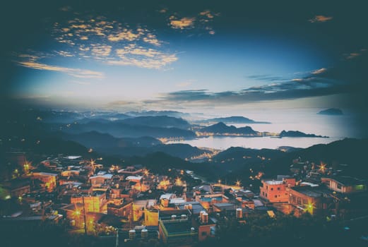 The seaside mountain town scenery in Jiufen, Taiwan