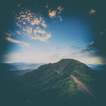 beautiful mountain road with sky