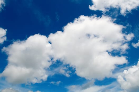 Blue sky with cotton like clouds