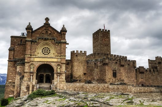 Amazing old castle in Spain, with beautiful architecture and stone details