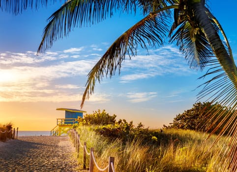 Colorful Lifeguard Tower in South Beach, Miami Beach, Florida, USA