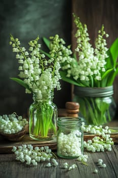 Lily of the Valley Essential Oil in a Small Bottle, Generative AI, nature