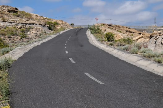 Lonely Road in the Desert Tenerife Canary Islands