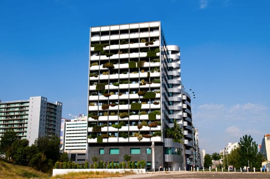 The view of resort and hotel buildings