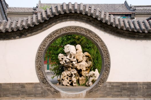 Circle entrance of backyard at Chinese garden
