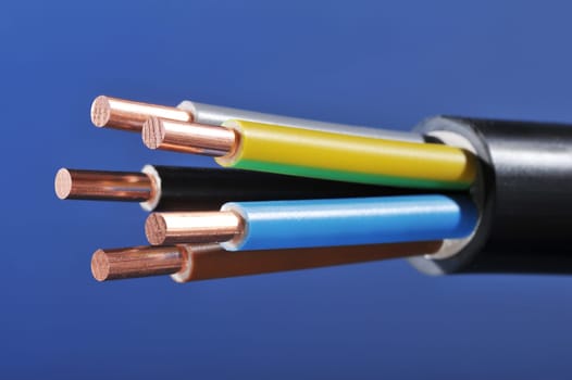 Macro detail of a stripped power cable