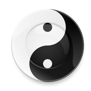 Round flat plate with Yin and Yang symbol