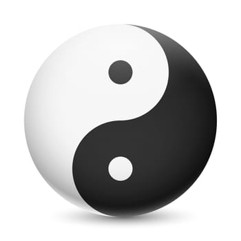 Yin and Yang symbol on white background. Harmony and balance of opposites
