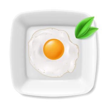 Fried eggs served on black white plate. Casual breakfast