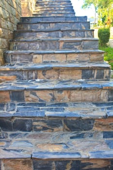 stair, modern exterior building with stone Brick Wall Surfaced
