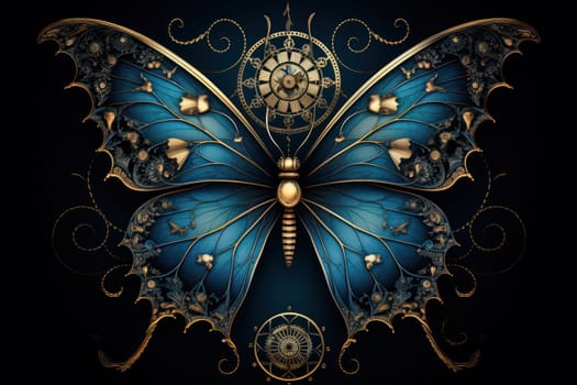 An enchanting portrayal of ethereal clockwork butterflies, fluttering gracefully with intricate precision, each adorned with intricate gears and delicate wings that shimmer with fantastical hues.