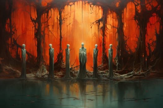Deep within the realm of fantasy, vengeful banshees dwell, their anguished wails piercing the stillness of haunted forests.
