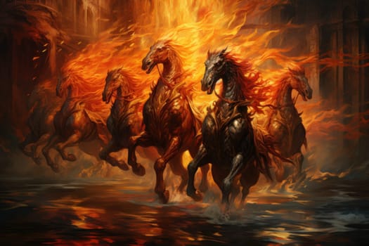 An awe-inspiring portrayal of fabled phoenix riders, gracefully soaring through the skies astride magnificent fiery avian creatures.