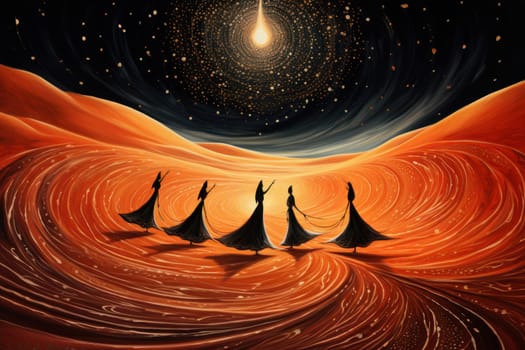 In the enchanting world of fantasy, there exist mystical beings known as whirling sand dervishes.