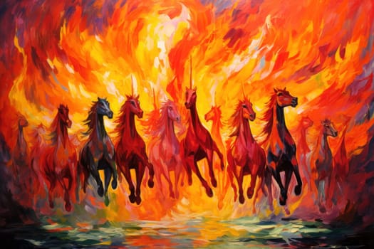 An awe-inspiring portrayal of fabled phoenix riders, gracefully soaring through the skies astride magnificent fiery avian creatures.