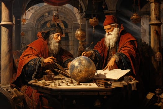 A mesmerizing portrayal of venerable and formidable wizards, exuding wisdom as they masterfully cast intricate arcane spells, wielding ancient staffs adorned with mystic runes.