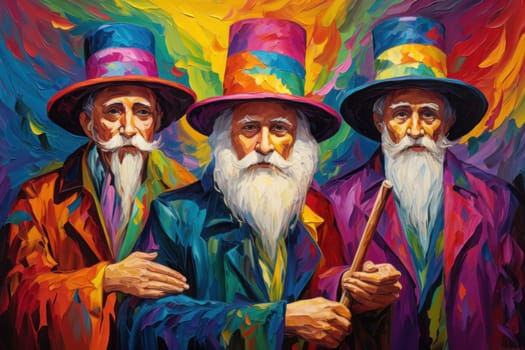 A mesmerizing portrayal of venerable and formidable wizards, exuding wisdom as they masterfully cast intricate arcane spells, wielding ancient staffs adorned with mystic runes.