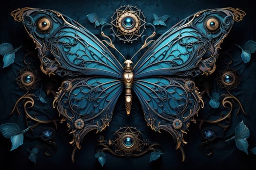 An enchanting portrayal of ethereal clockwork butterflies, fluttering gracefully with intricate precision, each adorned with intricate gears and delicate wings that shimmer with fantastical hues.