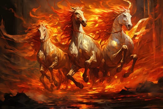 An awe-inspiring portrayal of fabled phoenix riders, gracefully soaring through the skies astride magnificent fiery avian creatures.