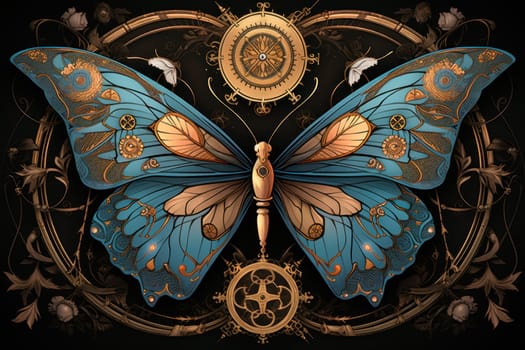 An enchanting portrayal of ethereal clockwork butterflies, fluttering gracefully with intricate precision, each adorned with intricate gears and delicate wings that shimmer with fantastical hues.