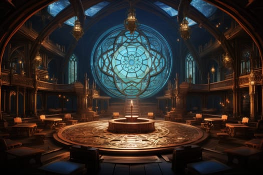 An awe-inspiring depiction of celestial libraries, ancient repositories of boundless universal wisdom.