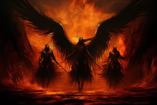 An awe-inspiring portrayal of fabled phoenix riders, gracefully soaring through the skies astride magnificent fiery avian creatures.