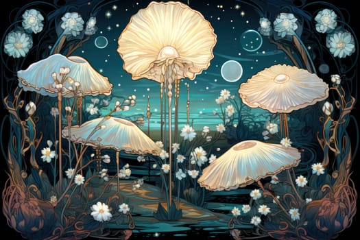 An enchanting depiction of radiant pearl oysters, tenderly nurturing exquisite pearls imbued with enigmatic properties.
