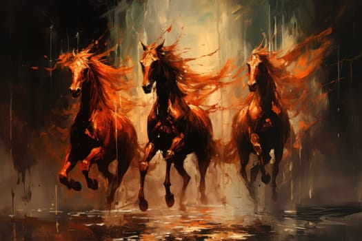 An awe-inspiring portrayal of fabled phoenix riders, gracefully soaring through the skies astride magnificent fiery avian creatures.
