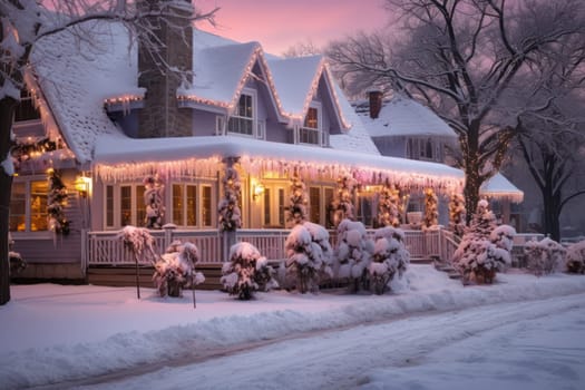 A captivating artistic portrayal of the enchanting winter season, where landscapes are magically transformed into a wonderland adorned with shimmering snow and sparkling icicles.