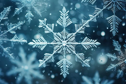 An artistic masterpiece showcasing the exquisite details and singular beauty of individual snowflakes, captured through the lens of macro photography, unraveling their complex, one-of-a-kind designs.