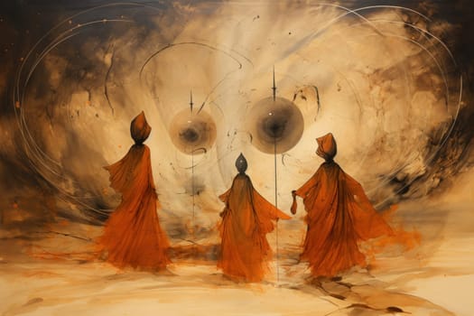Immerse yourself in the realm of fantasy and behold the awe-inspiring sight of whirling sandstorm djinns.