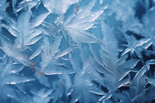 An exquisite display of artistry, capturing the intricate and mesmerizing patterns formed by frost on windows, leaves, and various surfaces through the lens of macro photography, resulting in striking and abstract visual compositions.