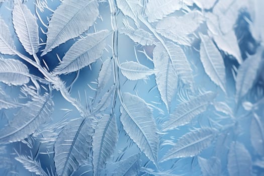 An exquisite display of artistry, capturing the intricate and mesmerizing patterns formed by frost on windows, leaves, and various surfaces through the lens of macro photography, resulting in striking and abstract visual compositions.
