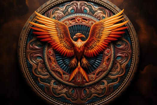 An awe-inspiring portrayal of fabled phoenix riders, gracefully soaring through the skies astride magnificent fiery avian creatures.