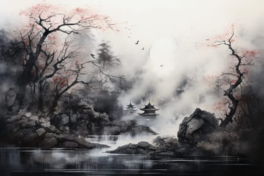 An evocative portrayal of the ethereal whispering wind, its gentle zephyrs bearing mystical secrets across expansive landscapes.