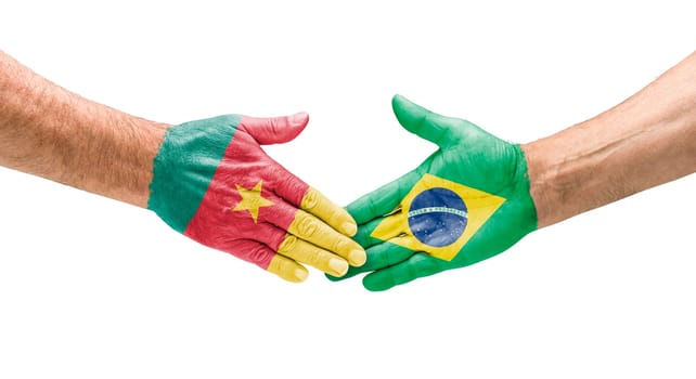 Handshake Cameroon and Brazil