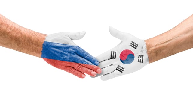 Handshake Russia and South Korea