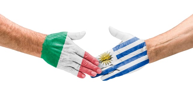Handshake Italy and Uruguay