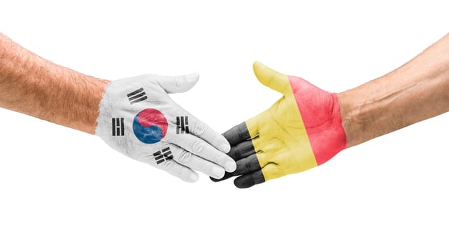 Handshake South Korea and Belgium